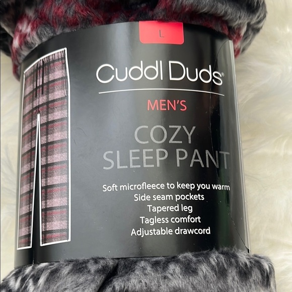 🆕 Cuddl Duds Plaid Lounge Pants Men’s L- Gray and Red - Picture 5 of 5